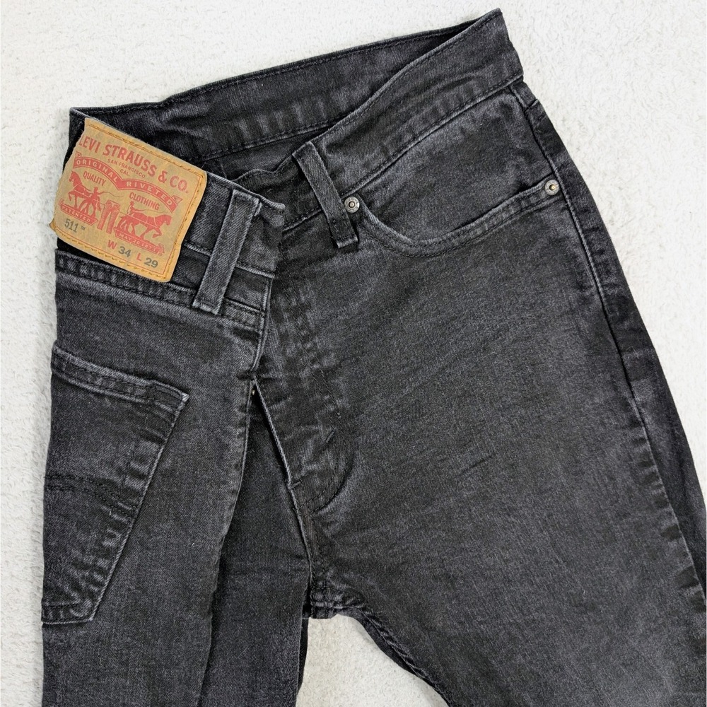 Levi's‎ 511 Slim Skinny Black Stretch Denim Jeans Men's 34 X 29